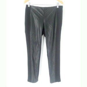 Soft Surroundings Faux Leather Paneled Pants Womens M Petite Black Edgy Grunge‎